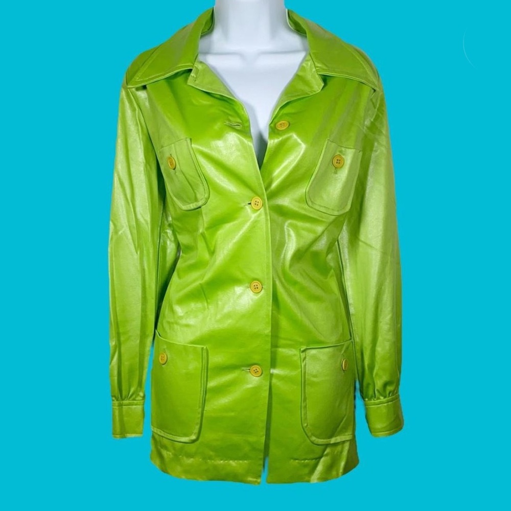 Vintage Ceeb of Miami shiny green button up lightweight jacket
